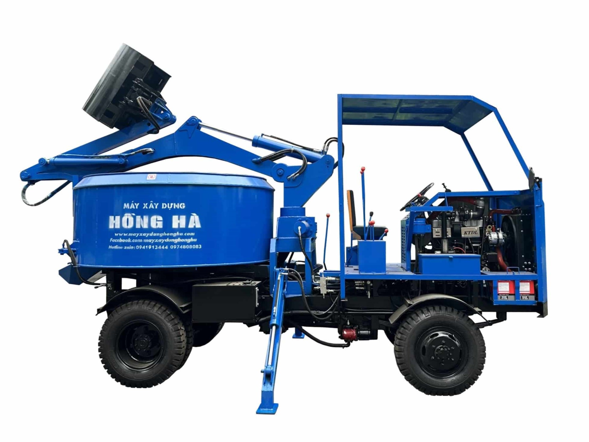 Máy trộn bê tông tự cấp liệu 15 bao 2 cầu